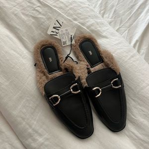Zara leather faux Slip On Loafers